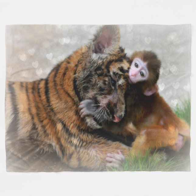 Tigers und Monkey Fleece Blanket (Vorderseite (Horizontal))