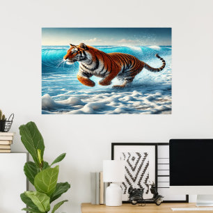 Tigers wilde Ozean-Jagd Poster