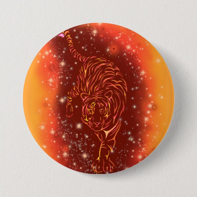 Tigerschaltfläche in der Galaxy Starry Night Button (Vorderseite)