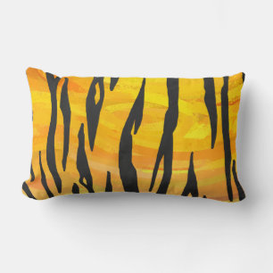 Tigerschwarz und Orange drucken Lendenkissen