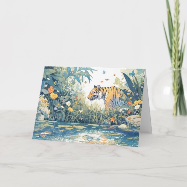Tigerspaziergang durch den blühenden Dschungel Karte (Vorderseite)