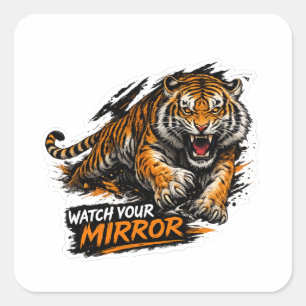 Tigerspiegel-Autosticker  Quadratischer Aufkleber
