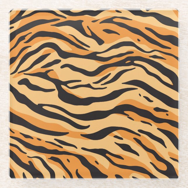 Tigerstreifen Glasuntersetzer (Vorderseite)