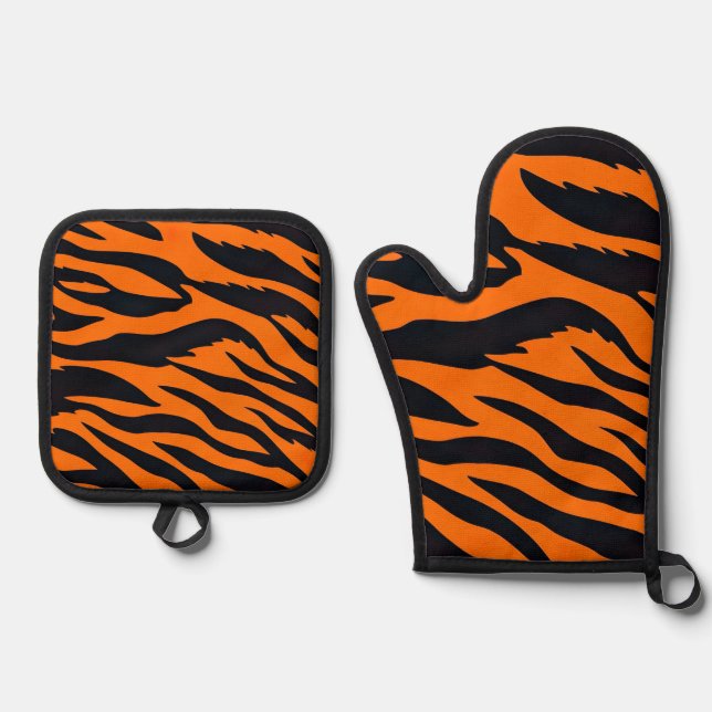 Tigerstreifen Ofenhandschuh & Topflappen-Set (Vorderseite)