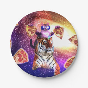 Tigerunikorin mit einer Raumanschette Pappteller