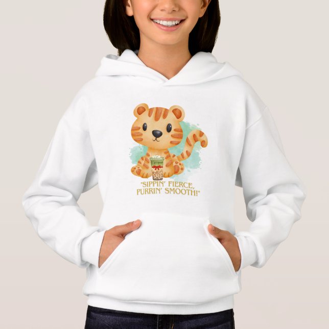 Tigerziffer Cartoon Hoodie (Vorderseite)