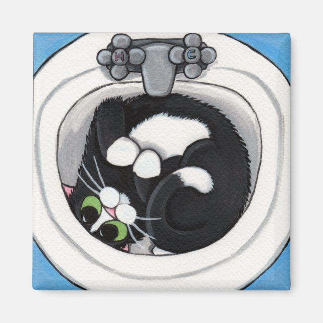 Tight Fit v.2 - Whimsical Cat Magnet (Vorne)