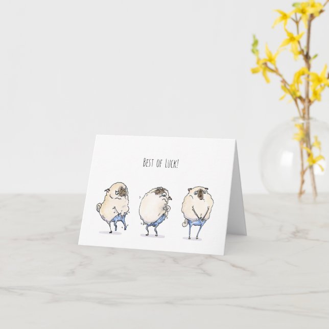 Tight Pants Bestes Glück Mops Karte (Gelbe Blume)