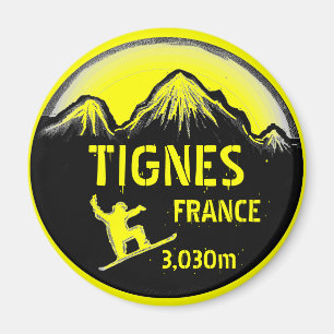 Tignes France gelber Schneebandkunstmagnet Magnet
