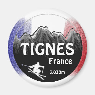 Tignes Frankreich Flaggenskilogo-Kunstmagnet Magnet