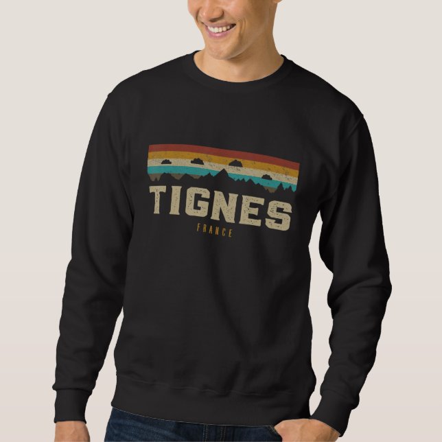 Tignes Mountains France Hiking Outdoors Retro Sweatshirt (Vorderseite)