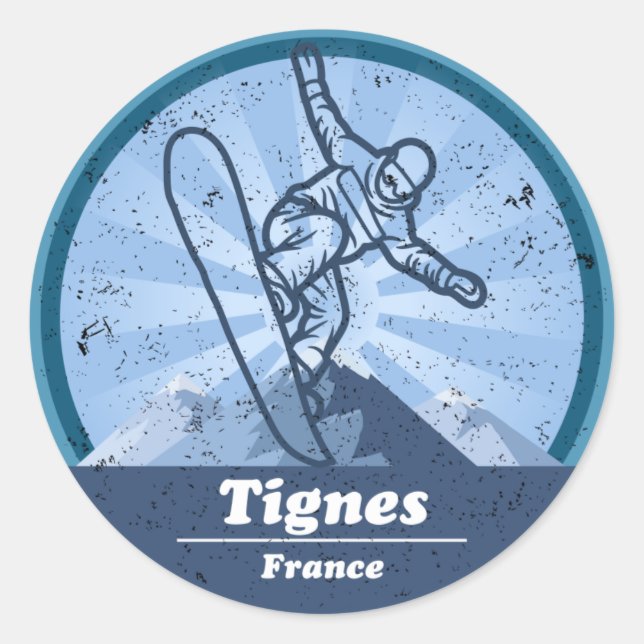 Tignes Snowboard - Skistation Runder Aufkleber (Vorderseite)