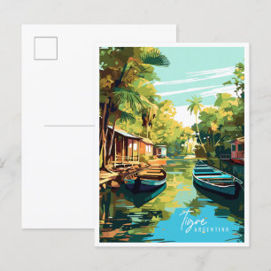 Tigre Argentina vintage travel Illustration Postkarte