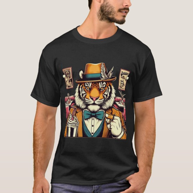 Tigre Gentlemen: Der Meister des Milkshake T-Shirt (Vorderseite)