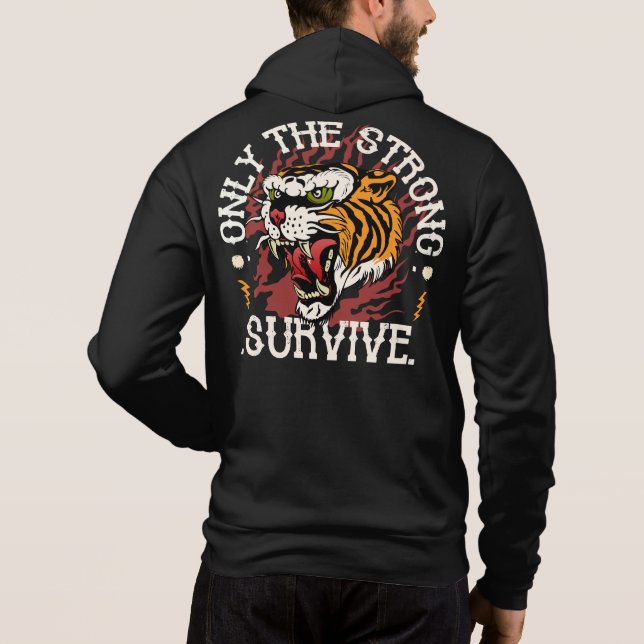 Tigre_Only the Strong überlebte Zitat Tattoo Old Hoodie (Rückseite)