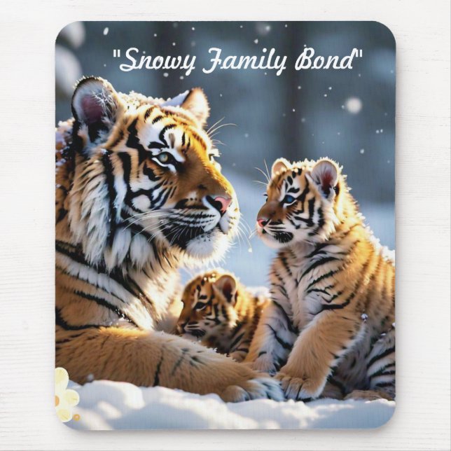 "Tigress in Winter Wonderland" Mousepad (Vorne)