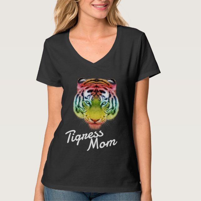 Tigress Mom Rainbow Tiger T-Shirt (Vorderseite)