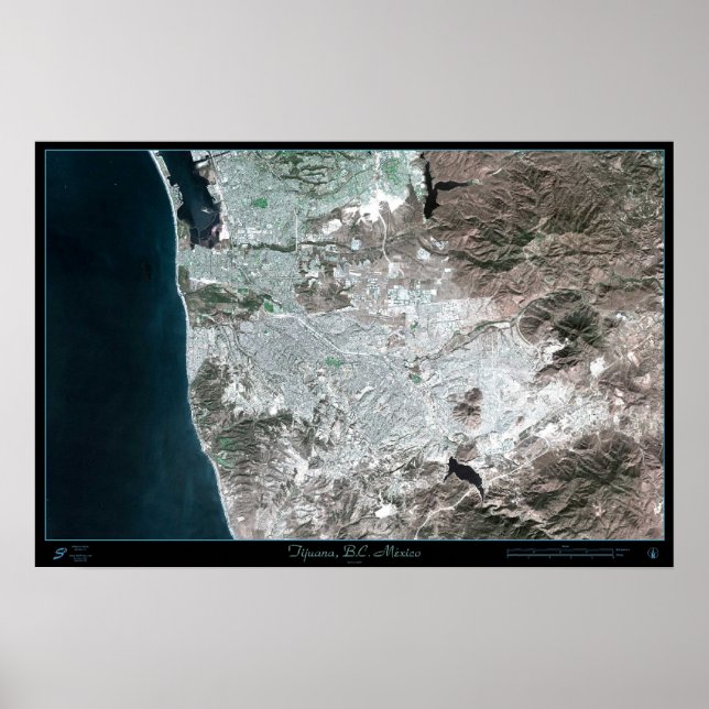 Tijuana, Baja California Mexico Satellitenposter Poster (Vorne)