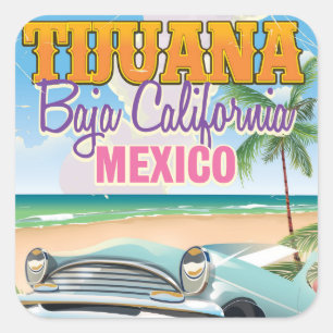 Tijuana Baja California Mexiko Reiseplakat Quadratischer Aufkleber