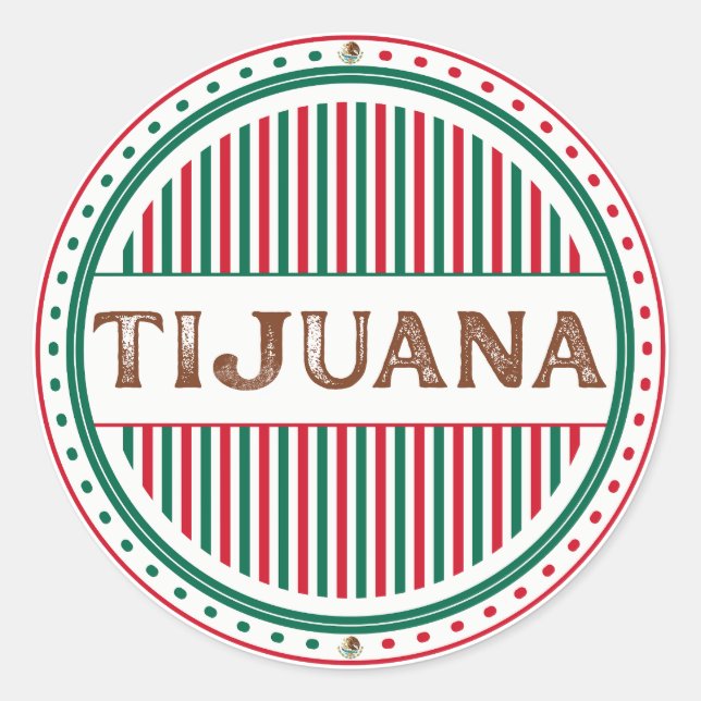 Tijuana City Pride Emblem – Mexican Identity Runder Aufkleber (Vorderseite)