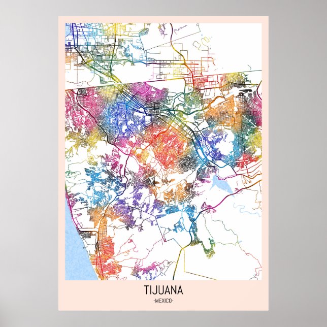 Tijuana Mexico City Map Poster (Vorne)