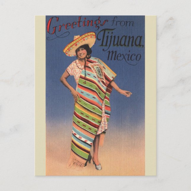 Tijuana, Mexiko Vintage Reise Postkarte (Vorderseite)