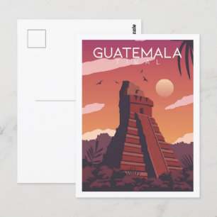Tikal Guatemala Berühmter Reiseort Illustration Postkarte