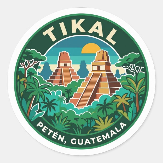 Tikal Guatemala Runder Aufkleber (Vorderseite)