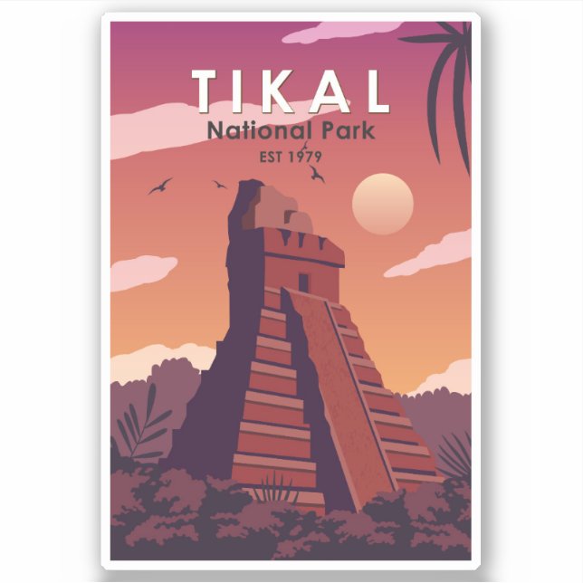 Tikal Nationalpark Guatemala Vintag Aufkleber (Vorderseite)