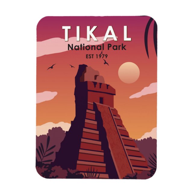 Tikal Nationalpark Guatemala Vintag Magnet (Vertikal)