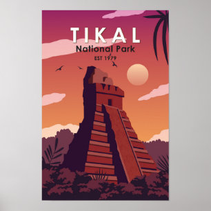 Tikal Nationalpark Guatemala Vintag Poster