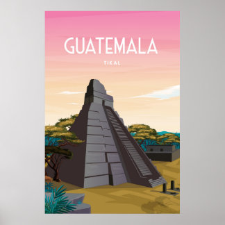 Tikalposter, guatemaltekische Reisekunst, Maya-Rui Poster