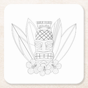 Tiki Adult Coloring Paper Untersetzer