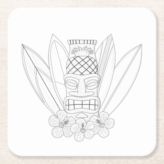 Tiki Adult Coloring Paper Untersetzer (Vorderseite)