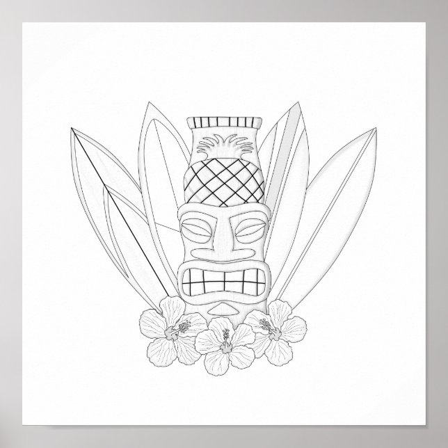 Tiki Adult Coloring Poster (Vorne)