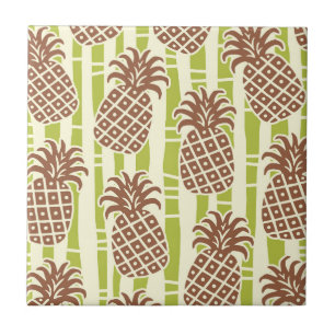 Tiki-Ananas-Bambus-Streifen-Muster Fliese