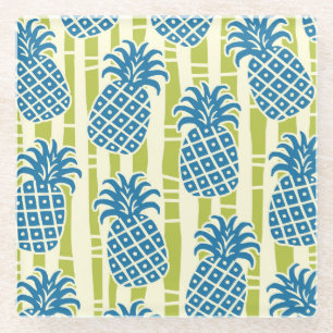 Tiki-Ananas-Bambus-Streifen-Muster Glasuntersetzer
