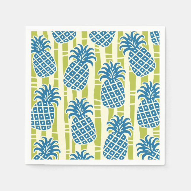 Tiki-Ananas-Bambus-Streifen-Muster Serviette (Vorderseite)