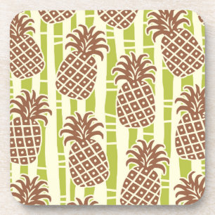 Tiki-Ananas-Bambus-Streifenmuster Getränkeuntersetzer