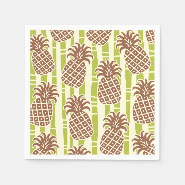 Tiki-Ananas-Bambus-Streifenmuster Serviette (Vorderseite)