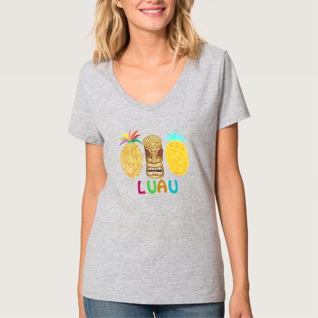 Tiki-Ananas-Luau-T-Shirt T-Shirt (Vorderseite)