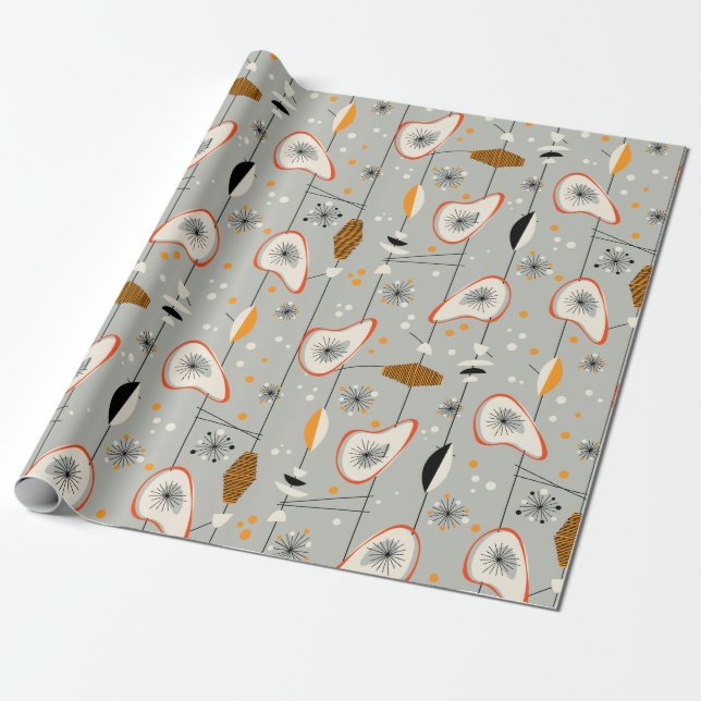 Tiki Atomic Wrapping Paper der Mitte des Jahrhunde Geschenkpapier (Ungerollt)