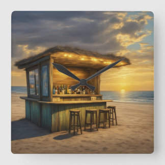 Tiki Bar - 4 - Quadratische Wanduhr
