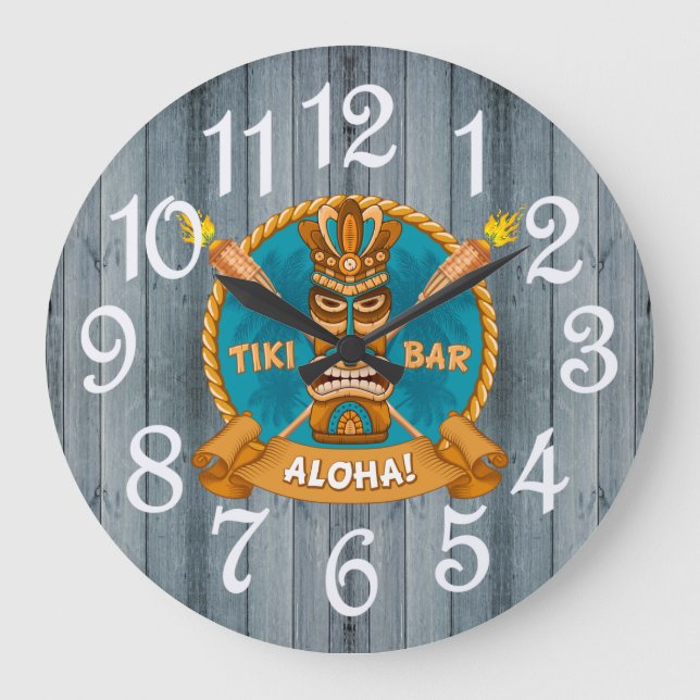 Tiki Bar Aloha  Große Wanduhr (Vorderseite)
