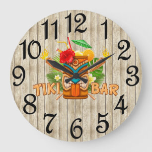 Tiki Bar Beige Acrylwand-Uhr Große Wanduhr