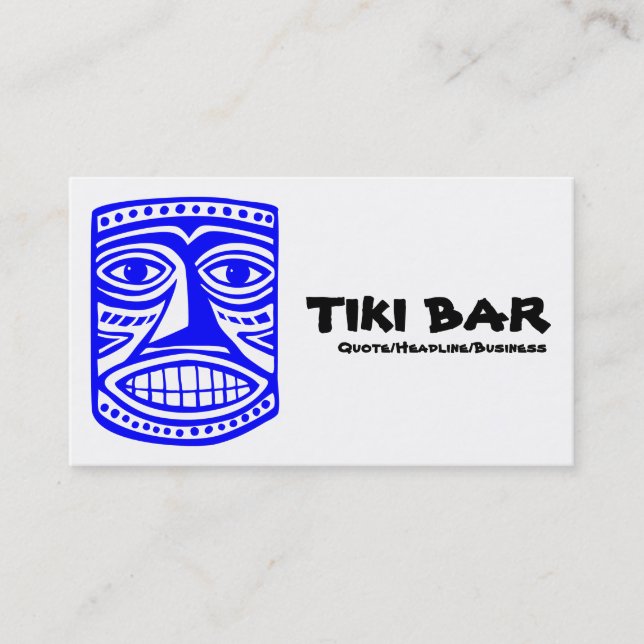 Tiki Bar - Blau, Schwarzes u. Weiß Visitenkarte (Vorderseite)