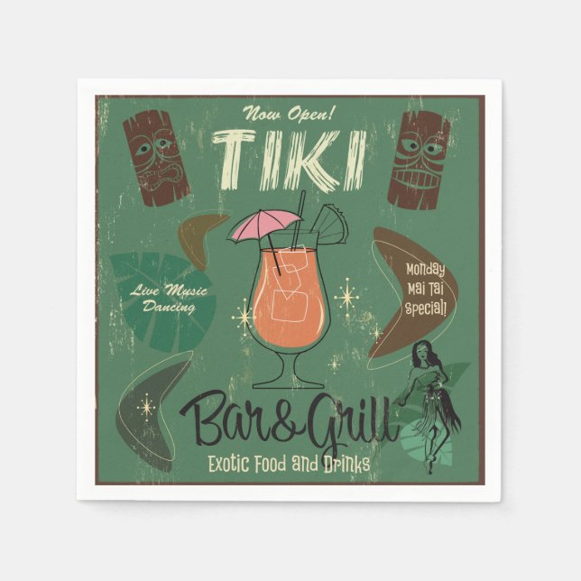 Tiki Bar&Grill Cocktail Napkins Serviette (Vorderseite)