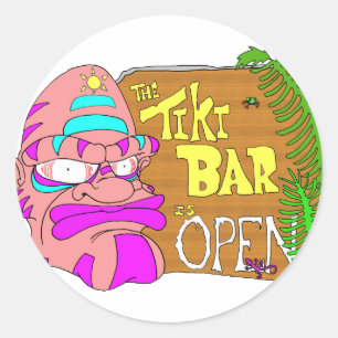 Tiki Bar is OPEN Runder Aufkleber