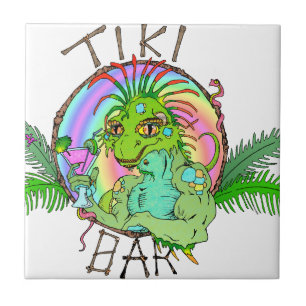 Tiki Bar Lizard Fliese