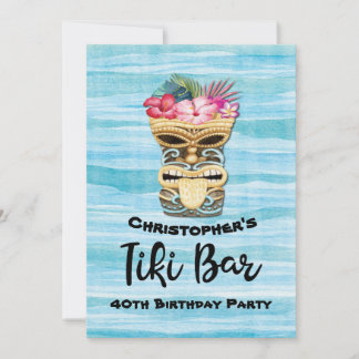 Tiki Bar Luau Hawaiian Birthday Einladung